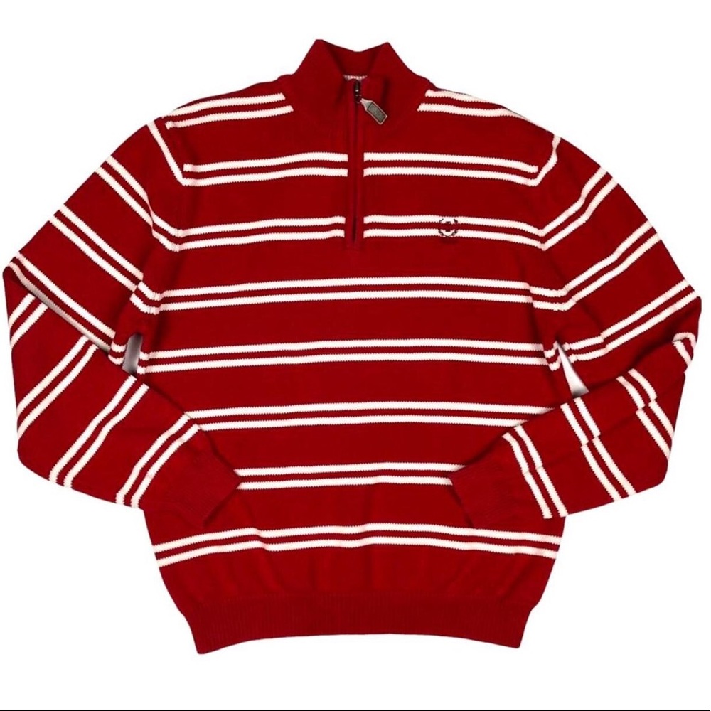 IZOD Striped Half Zip Collared Sweater
